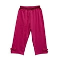 thumbnail image 4 of ShomPort Girls 2 Piece Outfits Summer Soft Ruffle Hem Short Sleeve Tops and Capri Pants Set, 4 of 8