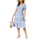 thumbnail image 5 of INSPIRE CHIC Vestido Midi de Manga Corta con Cuello Cuadrado y Detalles de Encaje Azul XL, 5 of 7