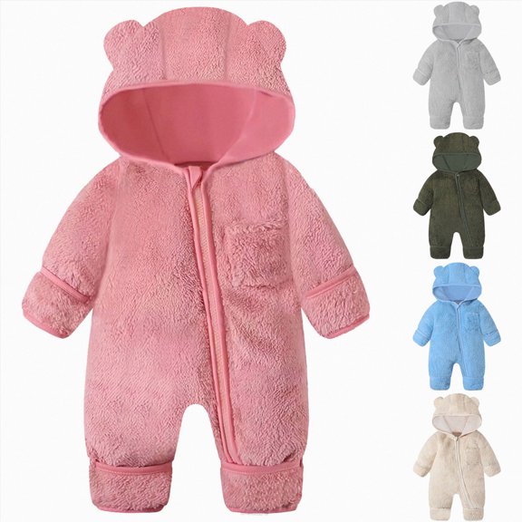6-9 Months Preemie Sleep & Play One-Piece Bodysuit Newborn Baby Outfit Suit Fold Footies Girls Boys Winter Fleece Clothes Hooded Jumpsuit Romper Blue Newborn Gift