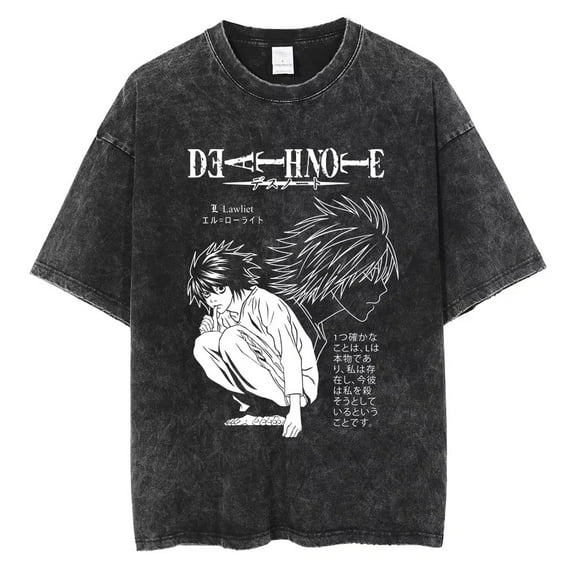 Death Note Men's Cotton Summer T-Shirts Vintage Tee Loose Fit Short Sleeve Casual Tshirts for Men Women S