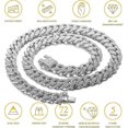 thumbnail image 4 of Gold Chain For Men,13mm Cuban Link Chain 18k Real Gold Plated/platinum White Gold Finish Gift, 4 of 5