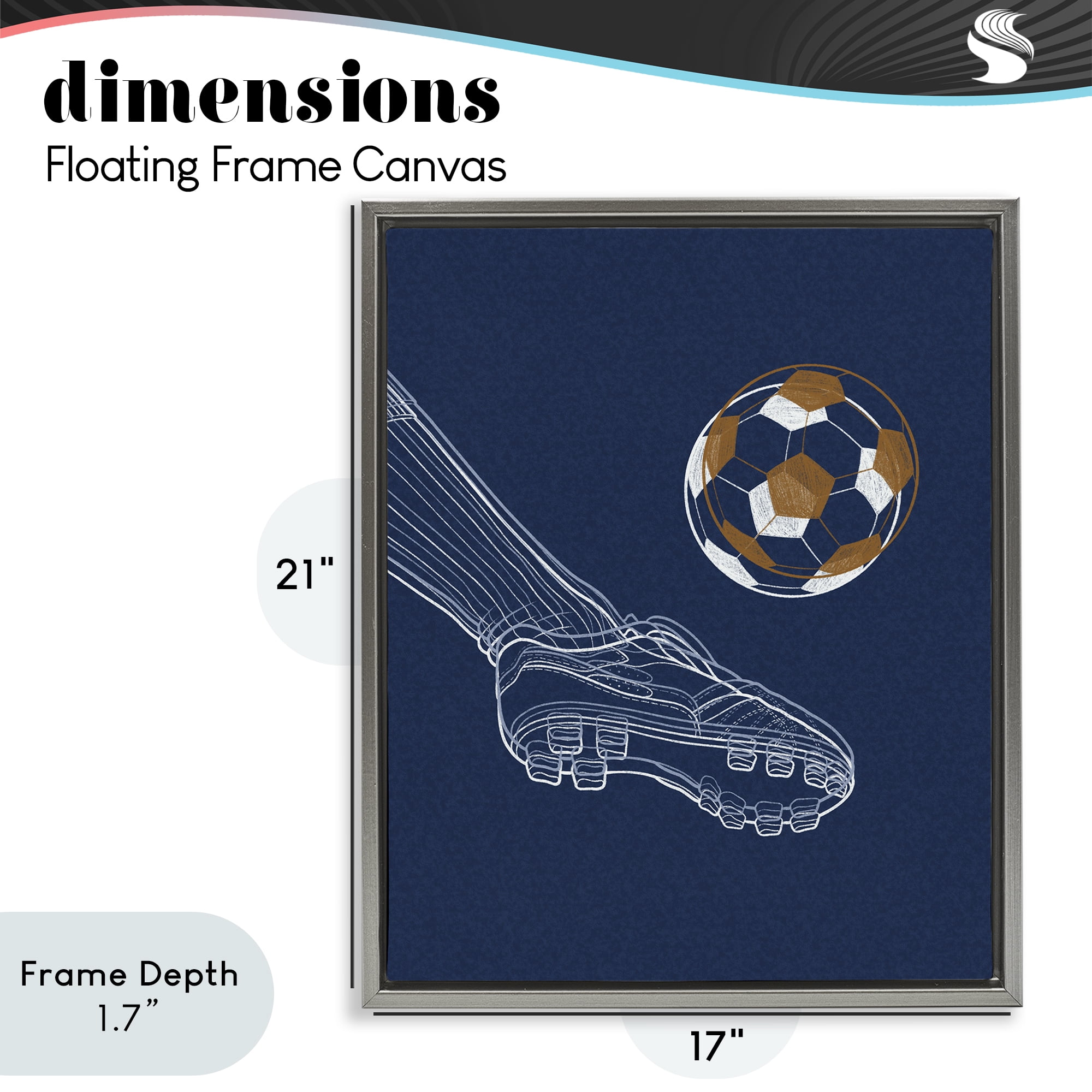 Stupell Industries Soccer Lines Contour Gray Framed Floater Canvas Wall Art, design by Marcus Prime