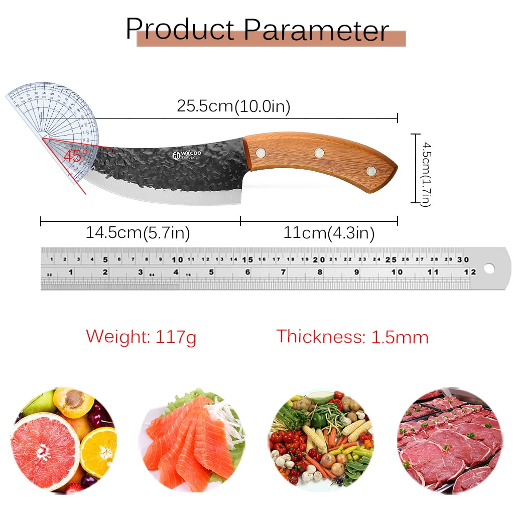 1/2pcs Hand Forged Meat Boning Knife, High Carbon Steel Full Tang Cleaver with Wood Handle, Ultra Sharp Kitchen Butcher Knife with Sheath