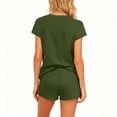 thumbnail image 6 of Avrnliq Womens Comfortable V-Neck Short Sleeve Two-Piece Romper Set, Army Green, Drawstring Waist, Soft Stretch Fabric with Front Pocket (S-XXL),Size L, 6 of 7