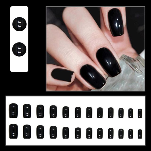 Tribute to The Queen Solid Black Armor Wearable Removable Nail Fake Tips