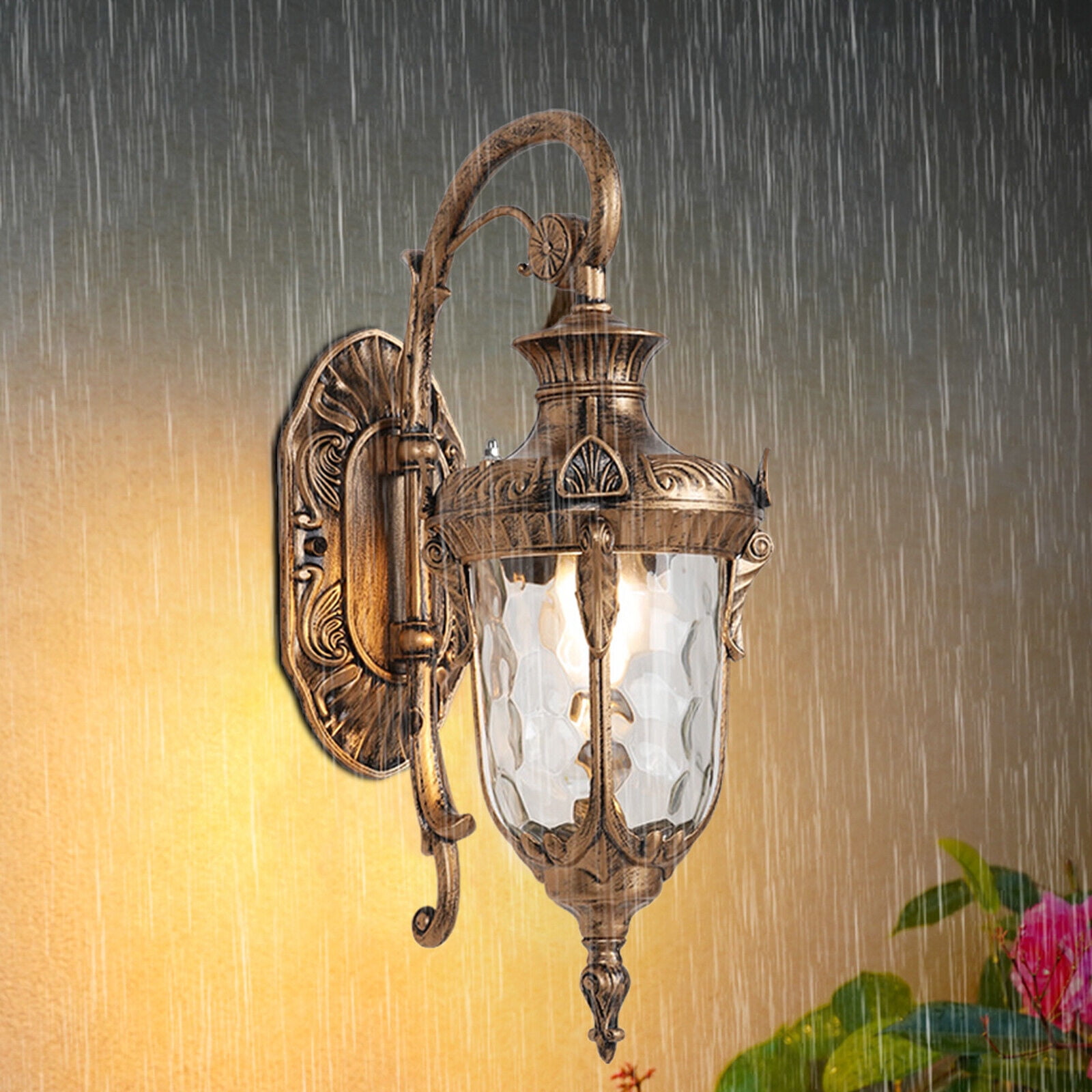 Outdoor Hammered Wall Lanterns Bronzed Wall Light for Porch Patio