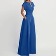 thumbnail image 6 of Ke1Clo Women Spring Fall Jumpsuits Casual V Neck Sleeveless High Waist Elastic Waist Jumpsuit Solid Loose Flowy Wide Leg Romper Blue XL, 6 of 6