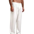 thumbnail image 2 of Aunavey Mens Satin Pyjamas Pants Sleep Pj Bottoms Lounge Long Pants with Drawstring, 2 of 3