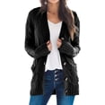 thumbnail image 1 of Suéter de punto trenzado de manga larga para mujer, cárdigan de frente abierto, ropa exterior suelta Xishao ropa, 1 of 2