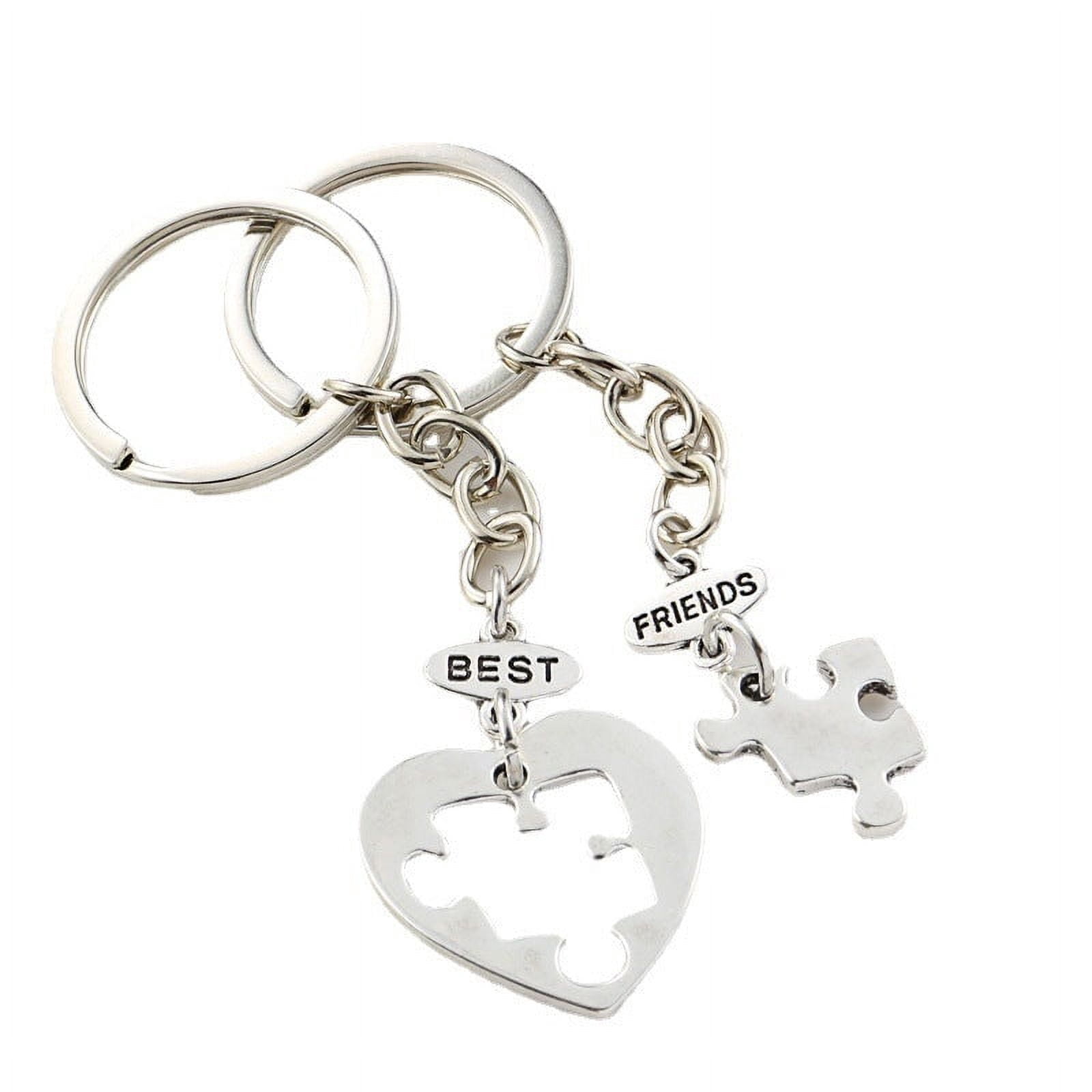 Geometric Couple Keychain, Metal Puzzle Letter Keychains, Simple Southeast Asia Style Accessories, Hollow Design Key Rings (Pair)