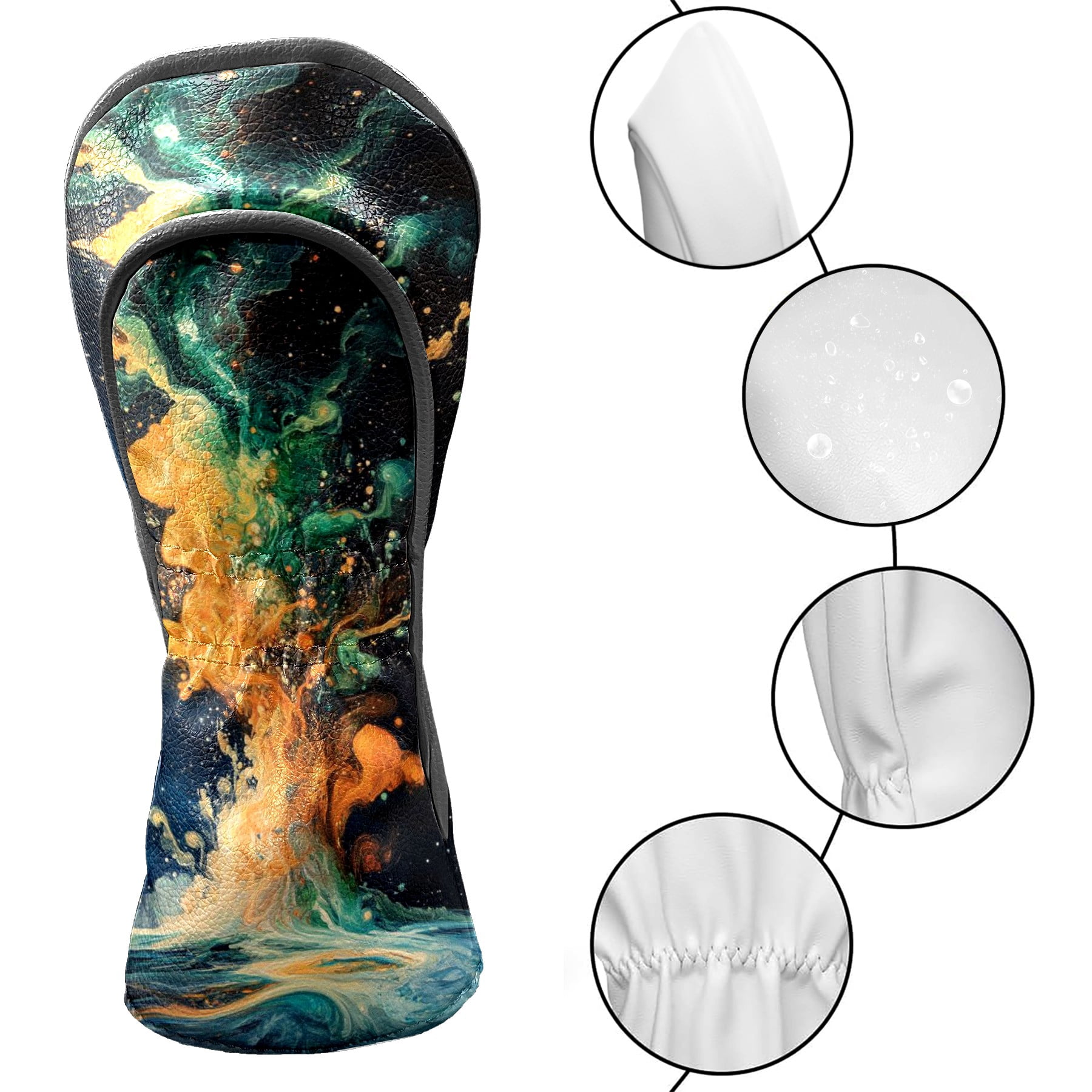Golf Head Covers - Oil Painting Style Design, Premium Waterproof PU Leather, Plush Lining, Fits Driver/Hybrid, Artistic Golf Gift