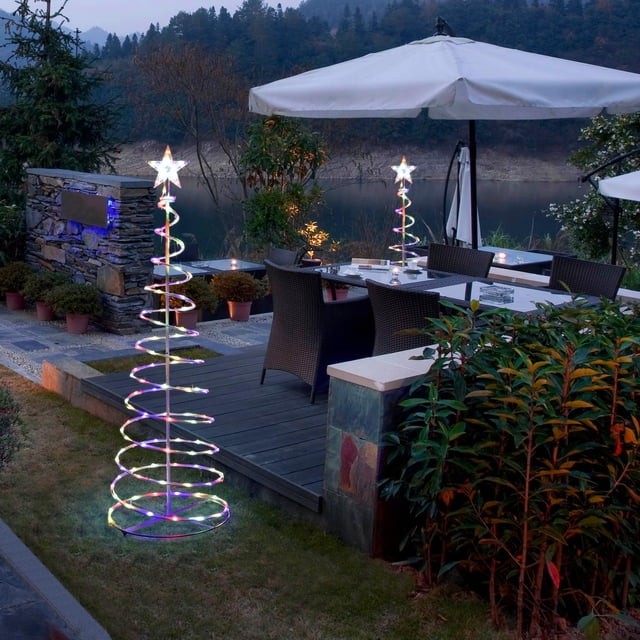 Yescom Twinkle 5Ft Spiral Christmas Tree Light 182 LED 8model USB Powered Indoor Outdoor Yard Party Decor Multi-color
