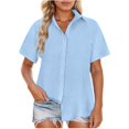 thumbnail image 1 of Blusa de mujer con abertura delantera para el verano: camisa informal y elegante, versátil con vaqueros/pantalones holgados, 1 of 5