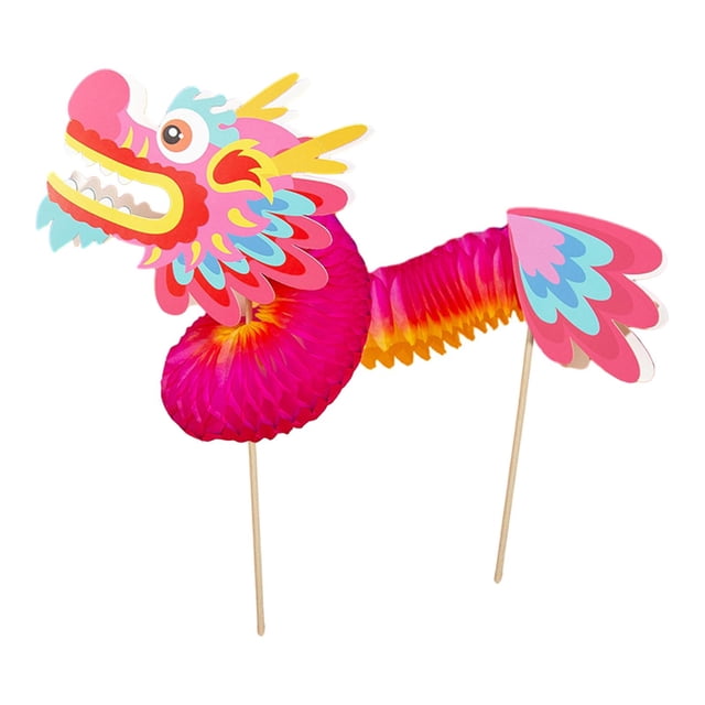 Paquete de Material DIY de Danza Del Dragón de año Nuevo Chino, Decoraciones de Juguetes Educativos, Suministros para Manualidades de Papel para Fiest
