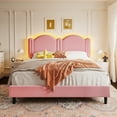 thumbnail image 6 of EnHomee Full Size Bed Frame with Adjustable Headboard, Full Bed Frame with Upholstered Headboard and Wooden Slats Support Pink Bed Frame, Smart LED,Pink, 6 of 10