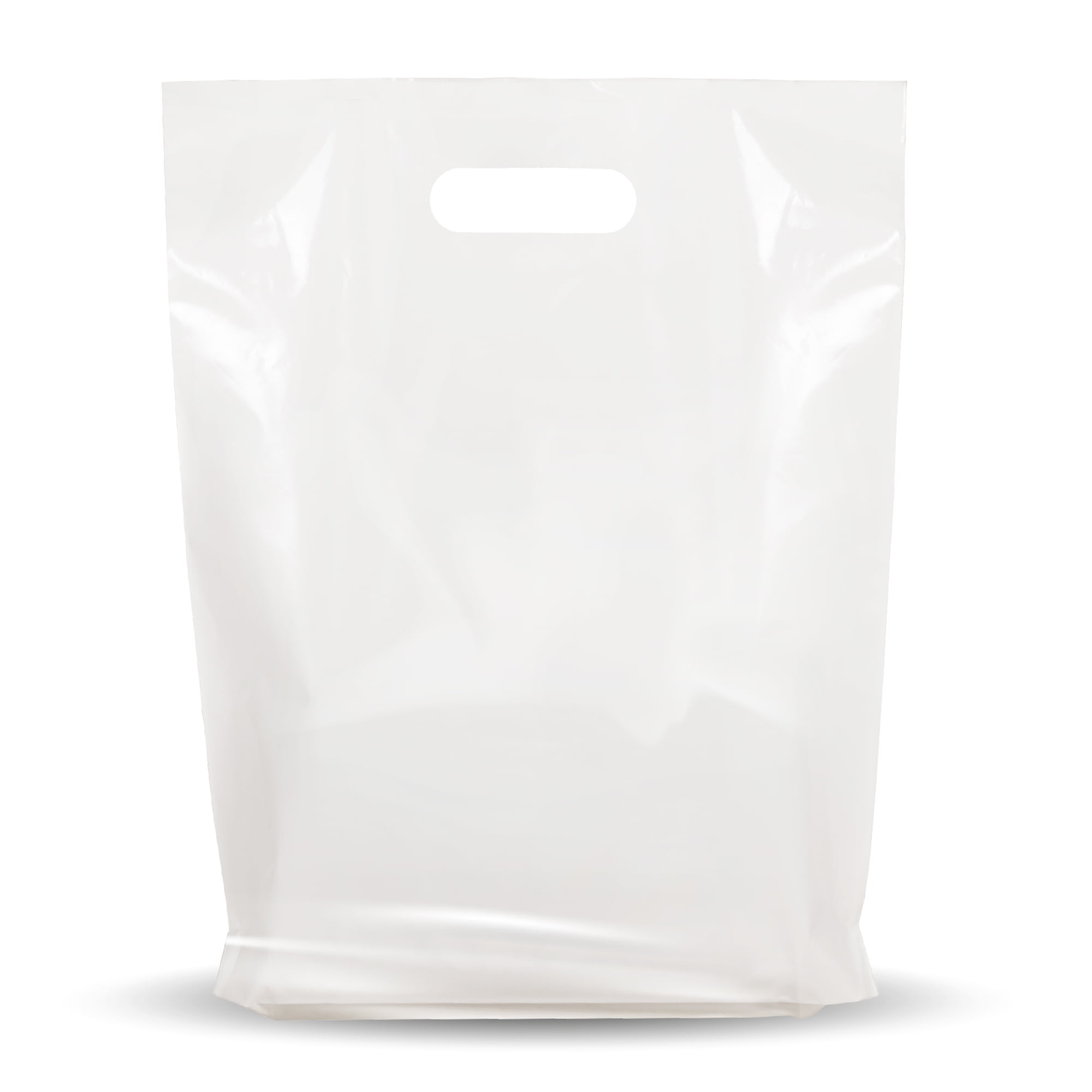 CARRIER BAG DIE CUT HANDLE DESIGNER GIFT HEAVY DUTY SHOPPING PLASTIC BAG 10"x14" 