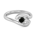 thumbnail image 2 of 0.5 Ct Black Spinel 925 Sterling Silver Two Stone Swirl Engagement Women Valentines Day Gifts Ring, 2 of 3