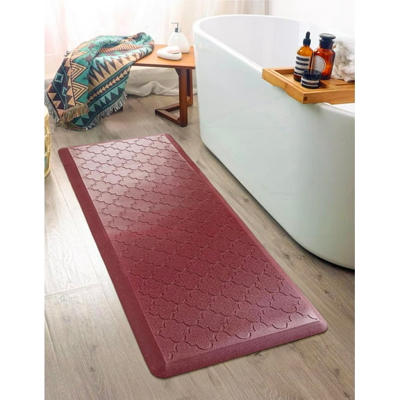 Unique Loom Comfort Mat Collection - Lattice (2' x 3' Rectangle Burgundy Red)