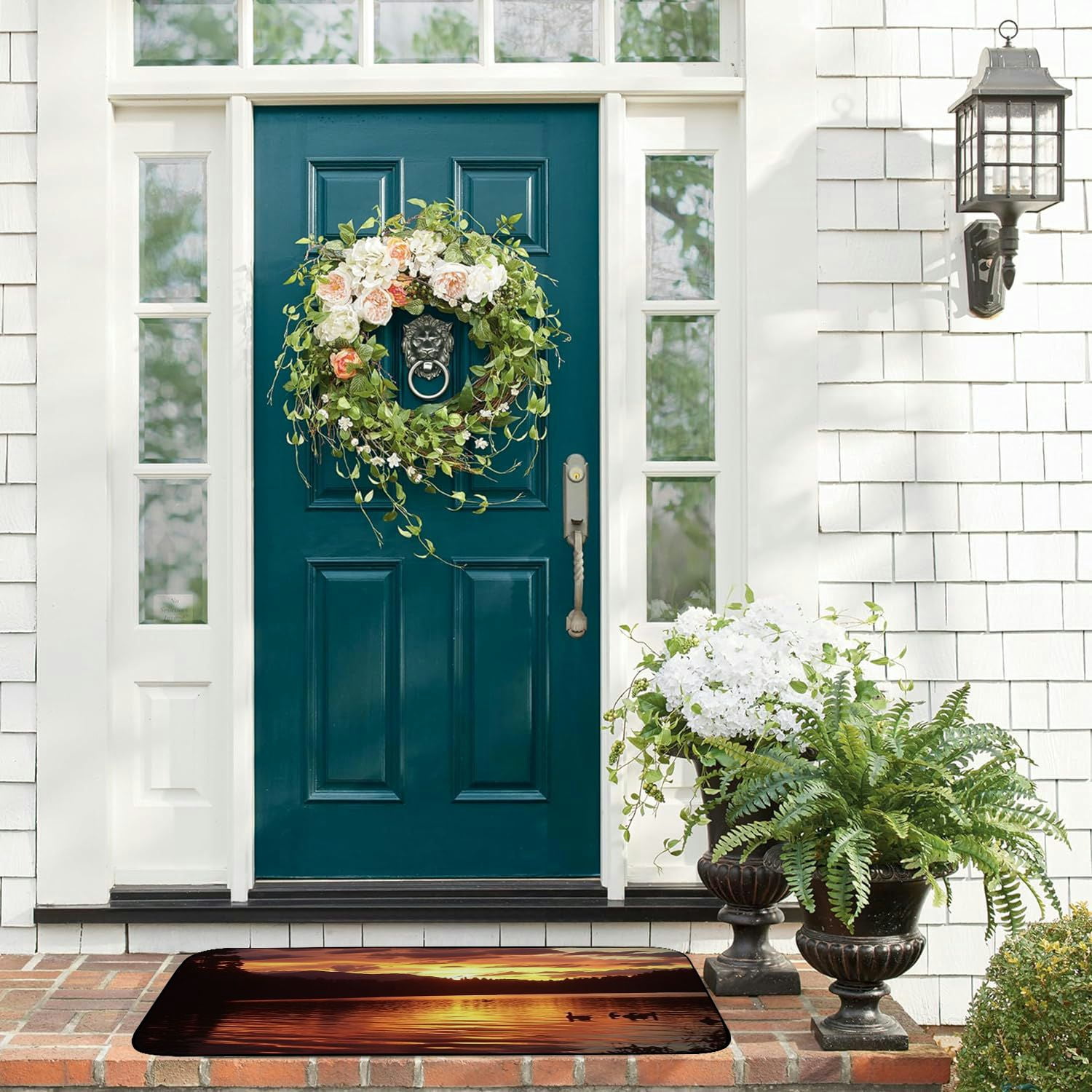 PHYHOO Decorative Door Mat, Door Mat with Non-Slip Rubber Backing, Easy Cleaning, Traps Dirt, Rug for Entry, Patio, Garage - Kezar Lake Sunset Maine Landscape Wilderness 19.68*47.24 in