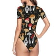 thumbnail image 4 of Easygdp Various Mushrooms Women's One-Piece Swimsuit Slim Fit Crew Neck Bodysuit Athletic Swimwear with Concealed Buckle - Small, 4 of 9