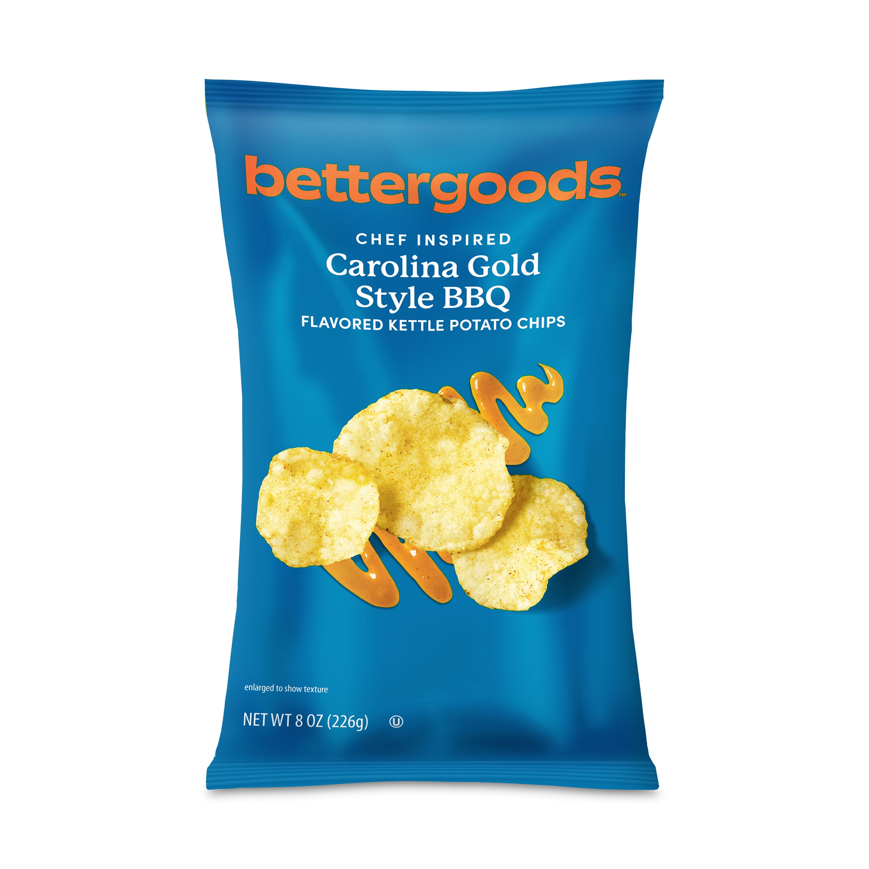(6 pack) bettergoods Chef Inspired Carolina Gold Style BBQ Flavored Kettle Potato Chips, 8 oz (P65)