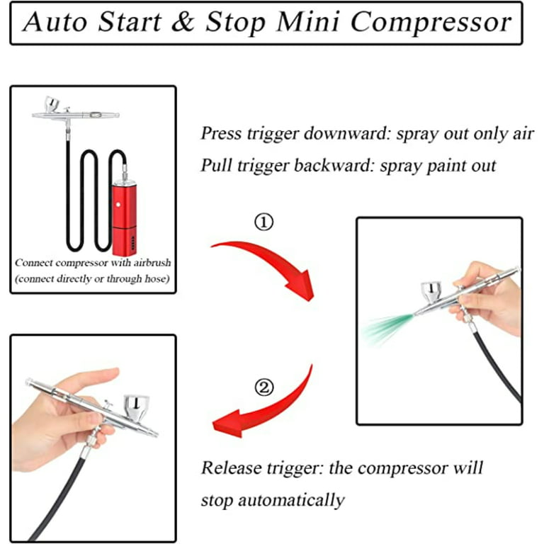Generic 0.3mm Mini Air Compressor Kit Air Brush Paint Spray Gun