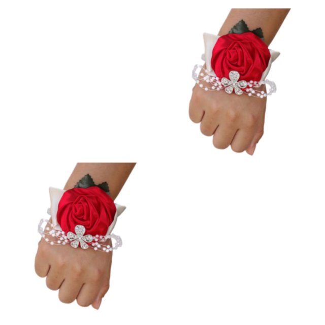 Monstrate elástica elegante, ramillete de muñeca de rosa de satén hecho a mano, femenino, decorativo y ligero Type5 NO5