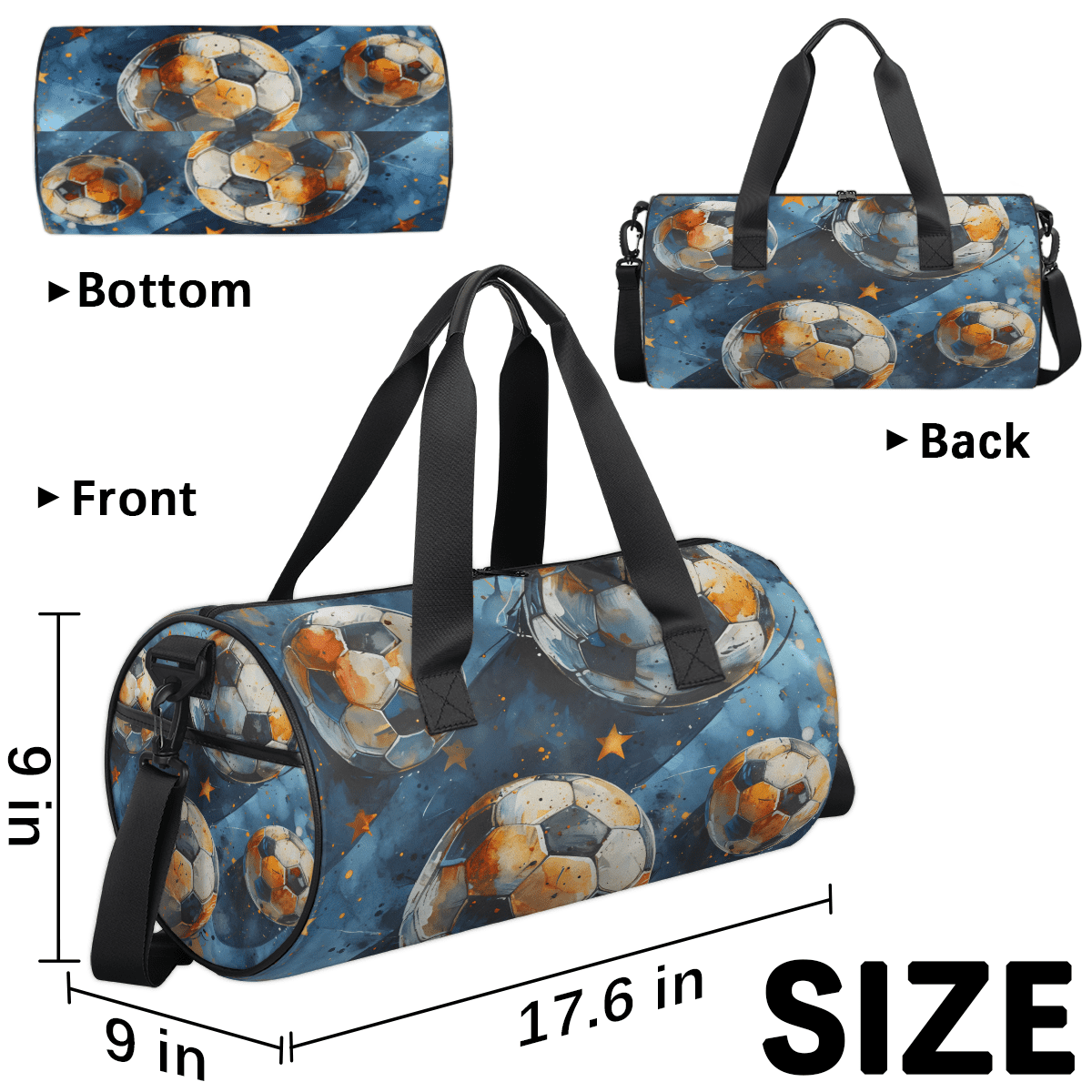 Qzjjjmy Soccer Bag for Boys Football Foldable Sport Duffel Bag Kids Men Sport Gym Bag