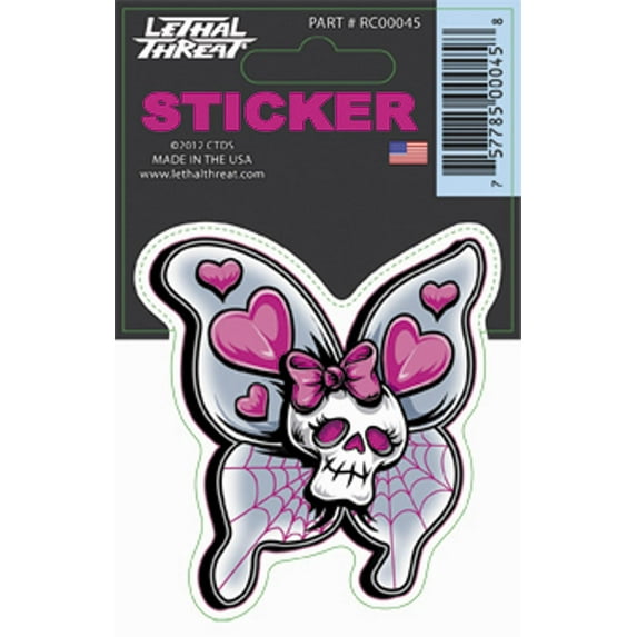 LETHAL THREAT DECALS Decals 2.75" x 3.5" Skull Butterfly RC00045