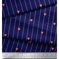 thumbnail image 3 of Soimoi Blue Moss Georgette Fabric Folk Art Heart & Stripe Print Fabric by the Yard 42 Inch Wide, 3 of 3