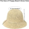 thumbnail image 6 of Womens Floppy Straw Sun Hat Packable Wide Brim Summer Beach Hat Foldable Crochet Bucket Hats, 6 of 6