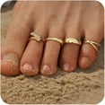 thumbnail image 1 of 4Pcs 14K Gold Plated Toe Rings for Women Adjustable Gold Toe Ring Set Non Tarnish Open Band Toe Rings Stacking CZ Bow Summer Beach Foot Jewellery for Women, 1 of 7