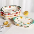 thumbnail image 3 of Home Rectangular Baking Bowl Microwave Oven Special Utensils Double Ear Ceramic Baking Dish Cheese Baked Rice Plate, 3 of 6