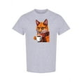 thumbnail image 1 of Fox Drinking Coffee T-Shirt Women -Image by Shutterstock, Female Medium, 1 of 4