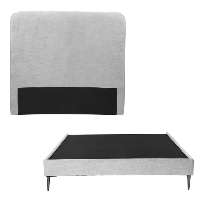 Base Cama Slim Queen Size + Cabecera Aria Trinity Platinado