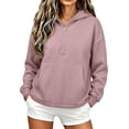 thumbnail image 2 of YanHoo Hoodies for Women Quarter Zip Pullover Tops Long Sleeve Hooded Sweatshirt Casual Loose Top Fall Fashion Outfits, 2 of 6