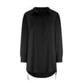 thumbnail image 3 of Cotonie Women's Button down Blouse Plus Size Long Sleeve V-neck Shirt Tops Boyfriend Blouse Black,XXL, 3 of 5