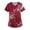 A004_Deep Red, variant on LHVUOA Scrubs for Women Floral Printed V Neck Short Sleeve T Shirts Nursing Tops with Pockets