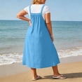 thumbnail image 5 of Women's Plus Size Overall Midi Dress, Casual Loose Sleeveless Button Strap Beach Dress, Summer Vacation Flowy Sundress for Curvy Women XL-5XL, 5 of 7