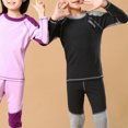 thumbnail image 2 of Jizyo Kids Girls Thermal Underwear Long Sleeves Shirt Ultra Soft Fleece Lined Top Bottom Warm Set for Purple 150, 2 of 6