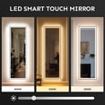 thumbnail image 2 of Kosmonia 58x16 Frameless Full Length Mirror, Dimmable 3 Color LED Light w/Memory Function, Distortion Free, HD Reflection & Anti Desilvering, Tempered Glass & Shatter Proof Film Doubling Safety, 2 of 7