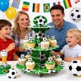 thumbnail image 1 of Football-Themed Cardboard Cake Stand, Tiered Dessert Tray With Plug-In Assembly, for Birthday Party Display, Green, 1 of 6