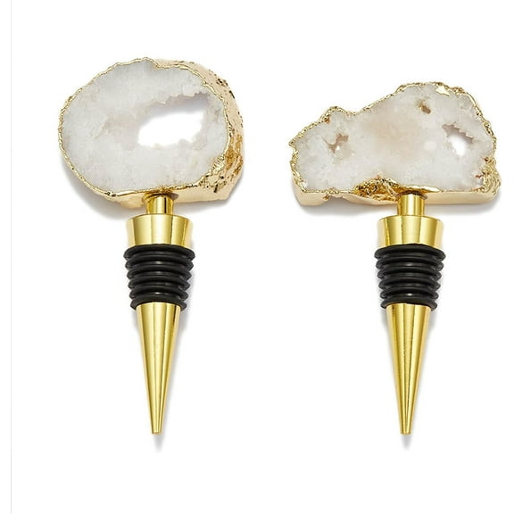 Sip & Shimmer Gold Gemstone Wine Stoppers Set of 2 - Decorative Wine Stoppers, Bottle Stopper, Gold Wine Stopper, Christmas Gift, Stocking Stuffer