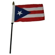 Wholesale 6 Puerto Rico Country 4"x6" Flag Desk Set Table Wooden Stick Staff