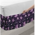 thumbnail image 2 of Floral Bed Skirt, Butterfly Silhouettes with Plant Flower Patterned Design Swirls Curves, Elastic Bedskirt Dust Ruffle Wrap Around for Bedding Decor, 4 Sizes, Lilac Dark Purple White, by Ambesonne, 2 of 2