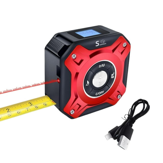 Cqxid Ruler Clearance 2 In 1 Digital Tape Measure | 130ft/40m Distance Meter Display On Backlit LCD Screen With 16ft/5m AutoLock Measuring Tape | Ft/Inch/Fractions/M/mm