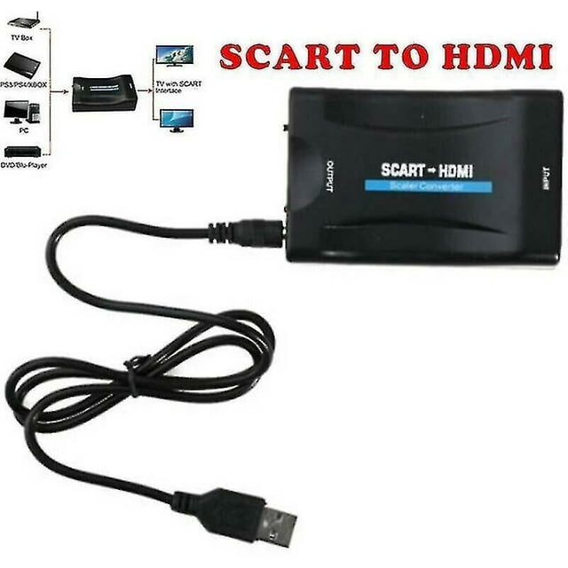 CHAO Adaptador SCART a HDMI 1080P Convertidor de audio y video de alta gama Cable USB para TV DVD