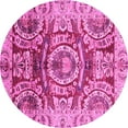 thumbnail image 1 of Ahgly Company Indoor Round Abstract Pink Modern Area Rugs, 3' Round, 1 of 4