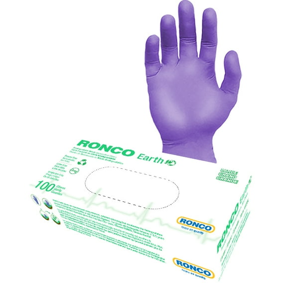 RONCO Earth, Violet Biodegradable Nitrile Examination Glove - 3 mil (1,000 gloves / case)