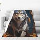 thumbnail image 1 of Fotbe Oil Painting Tribal Wolf Manta de Franela Acolchonada con Estampado, Súper Suave y Esponjosa, Extra Grande para Sofá, Cama, Uso Todo el Año-50"x40", 1 of 7